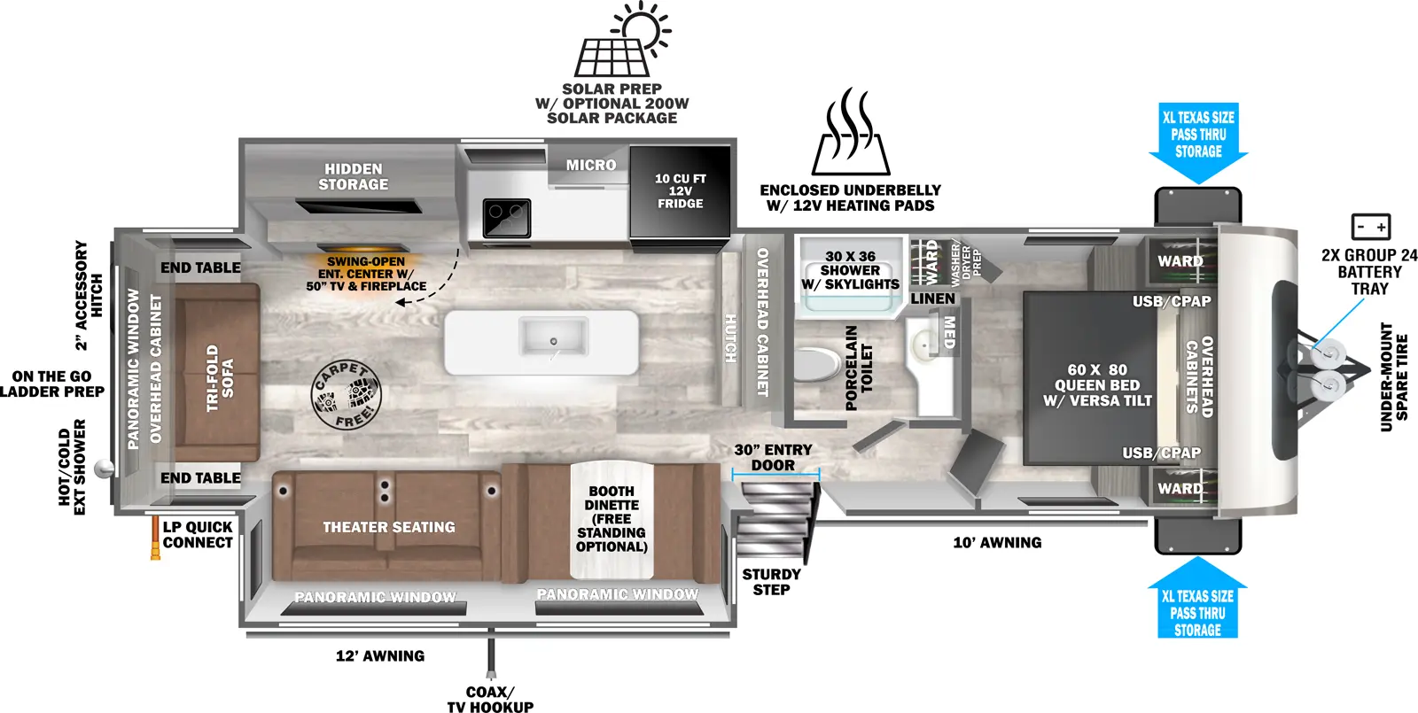 Heritage Glen Travel Trailers 271RL Floorplan